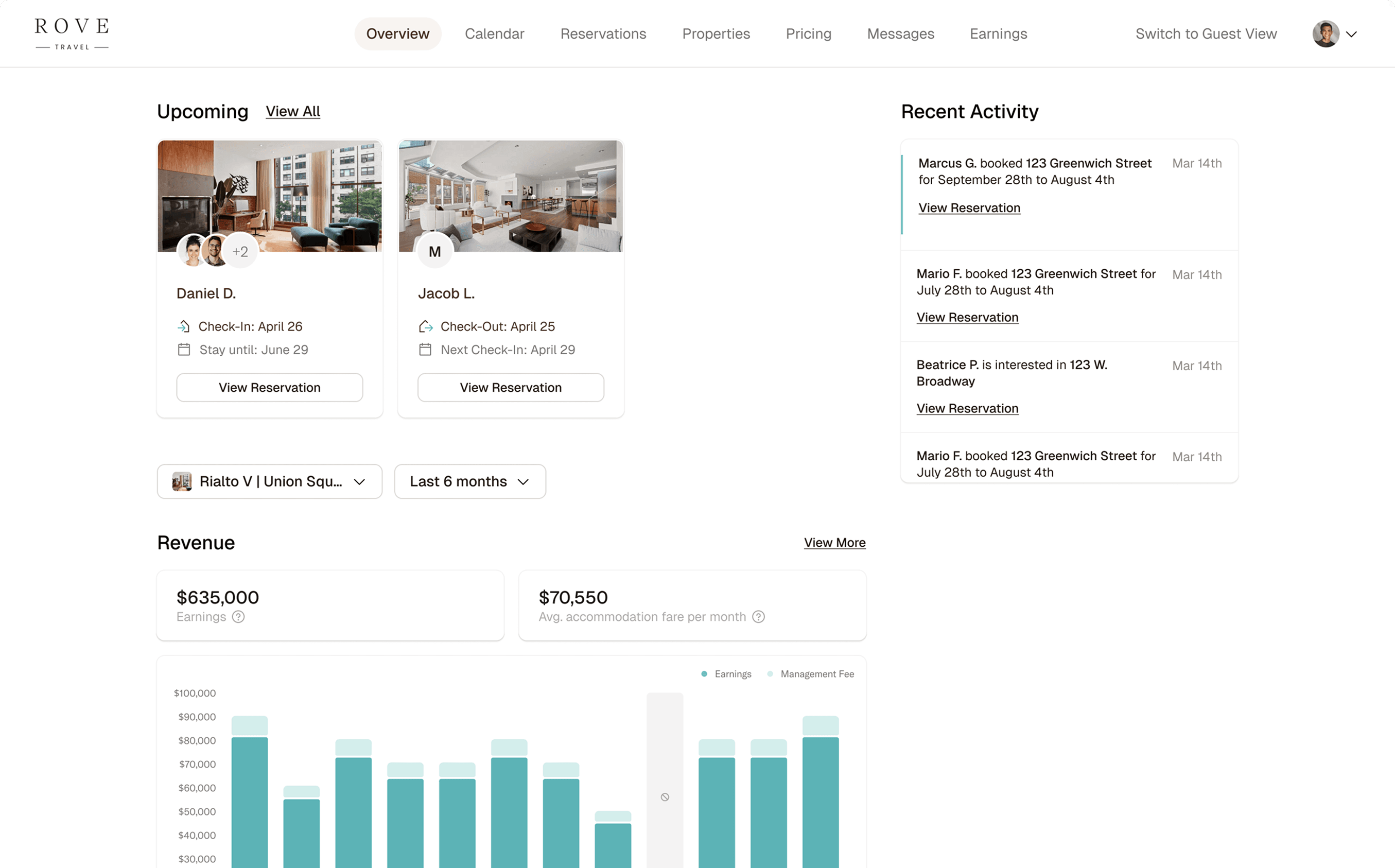 Andora host dashboard
