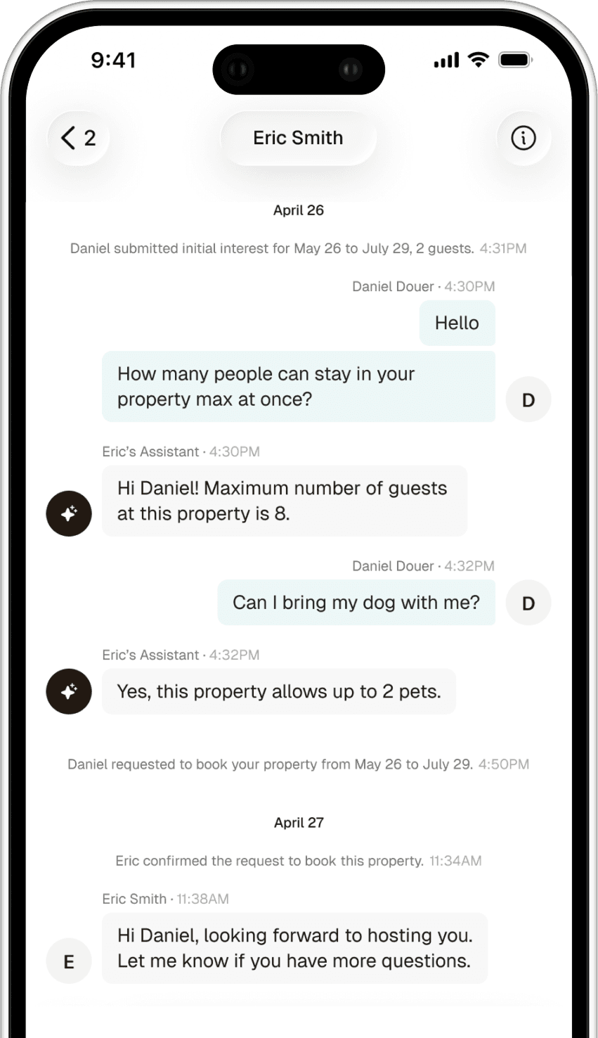 Andora guest messaging on mobile